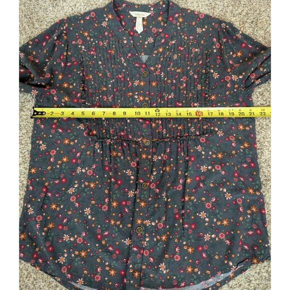 Matilda Jane Womens Shirt Afternoon Stroll Pleated Blouse Floral Peasant Large - Picture 7 of 10